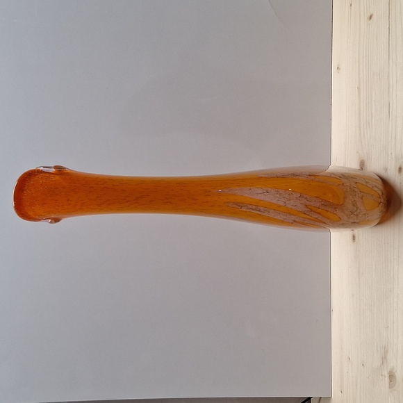 #ACO Handblown Glass vase orange and white with bubbles throughout - Picture 2 of 9